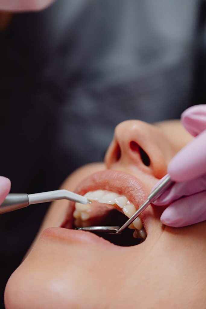 Close-up of dental procedure highlighting hygiene and patient care.